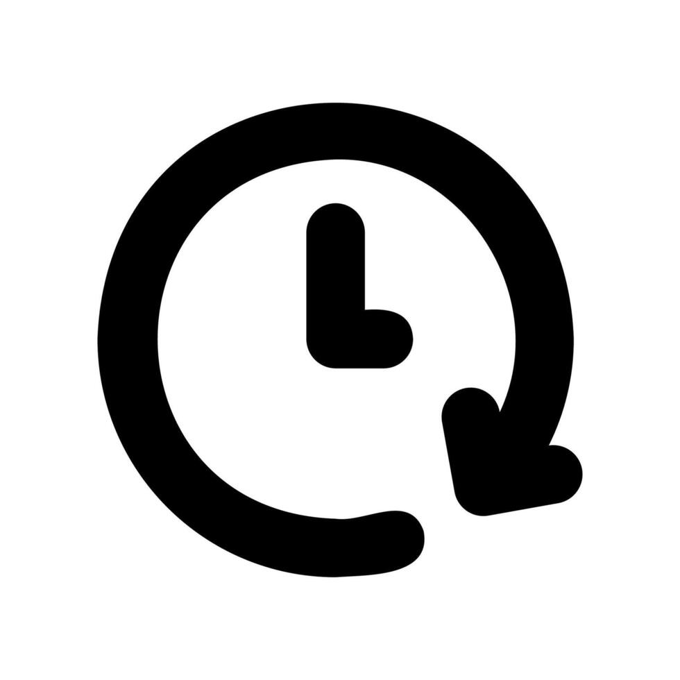 Solid Glyph Icon of a Clock with a Counter Clockwise Arrow vector