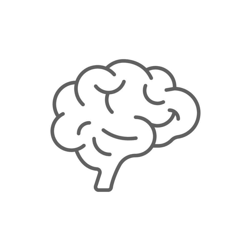 Brain Icon, Human Intelligence Symbol, Medical Nervous System Illustration, Anatomy and Neurology. Thin line. Editable stroke vector