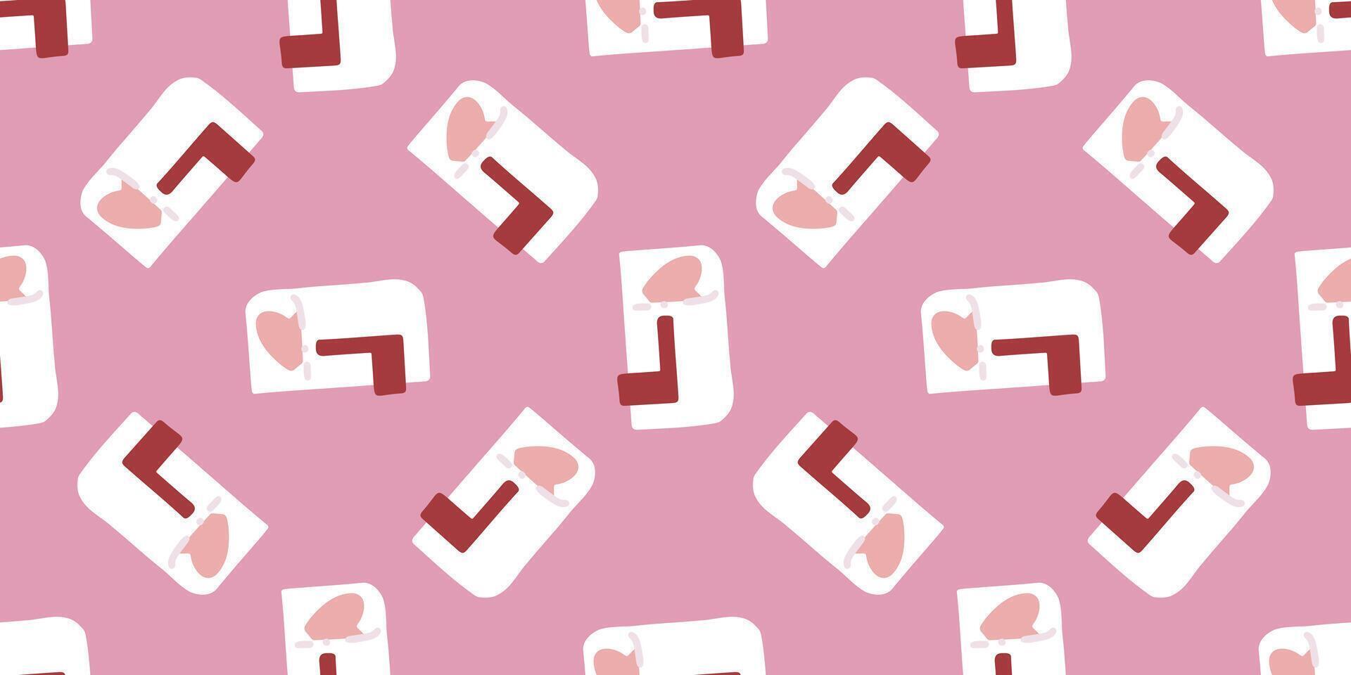 Valentine Mailbox Love Seamless Pattern vector