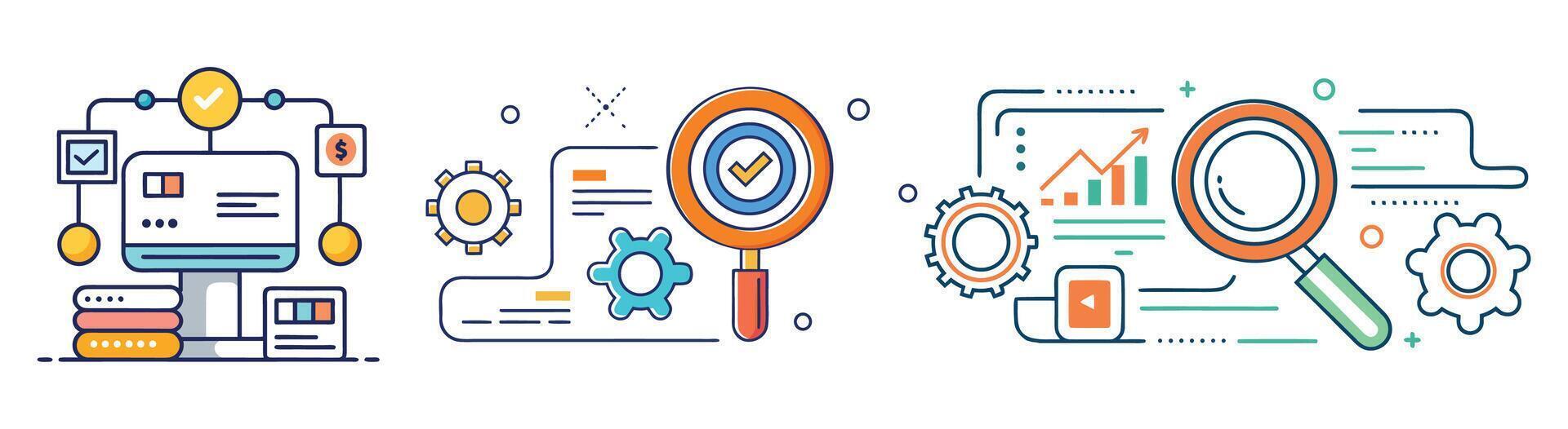 A set of icons depicting different types of data vector