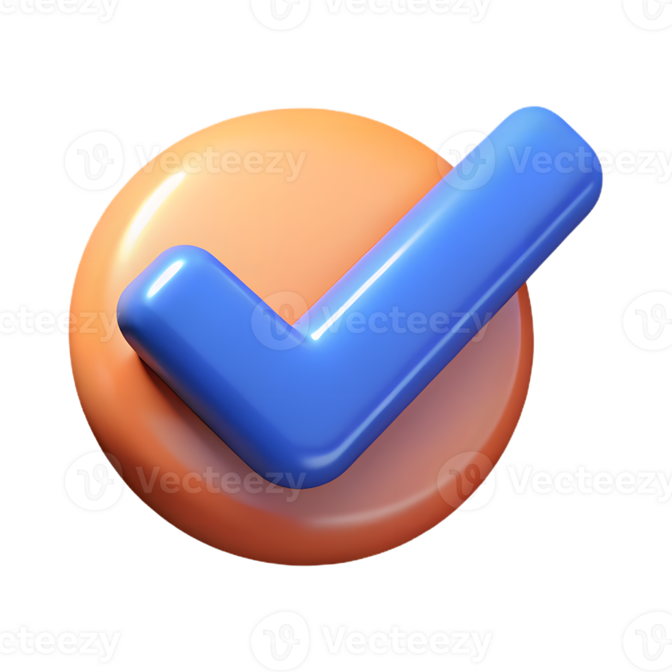 Rounded Blue 3D Check Mark Button Icon png