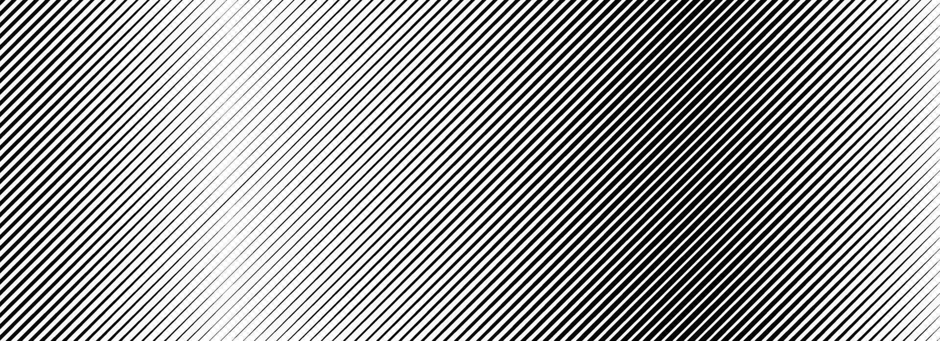 Halftone line gradient texture. Black diagonal stripe gradation background. Repeated slanted strokes pattern backdrop. Vibrating parallel lines wallpaper. Vanish oblique moire overlay vector