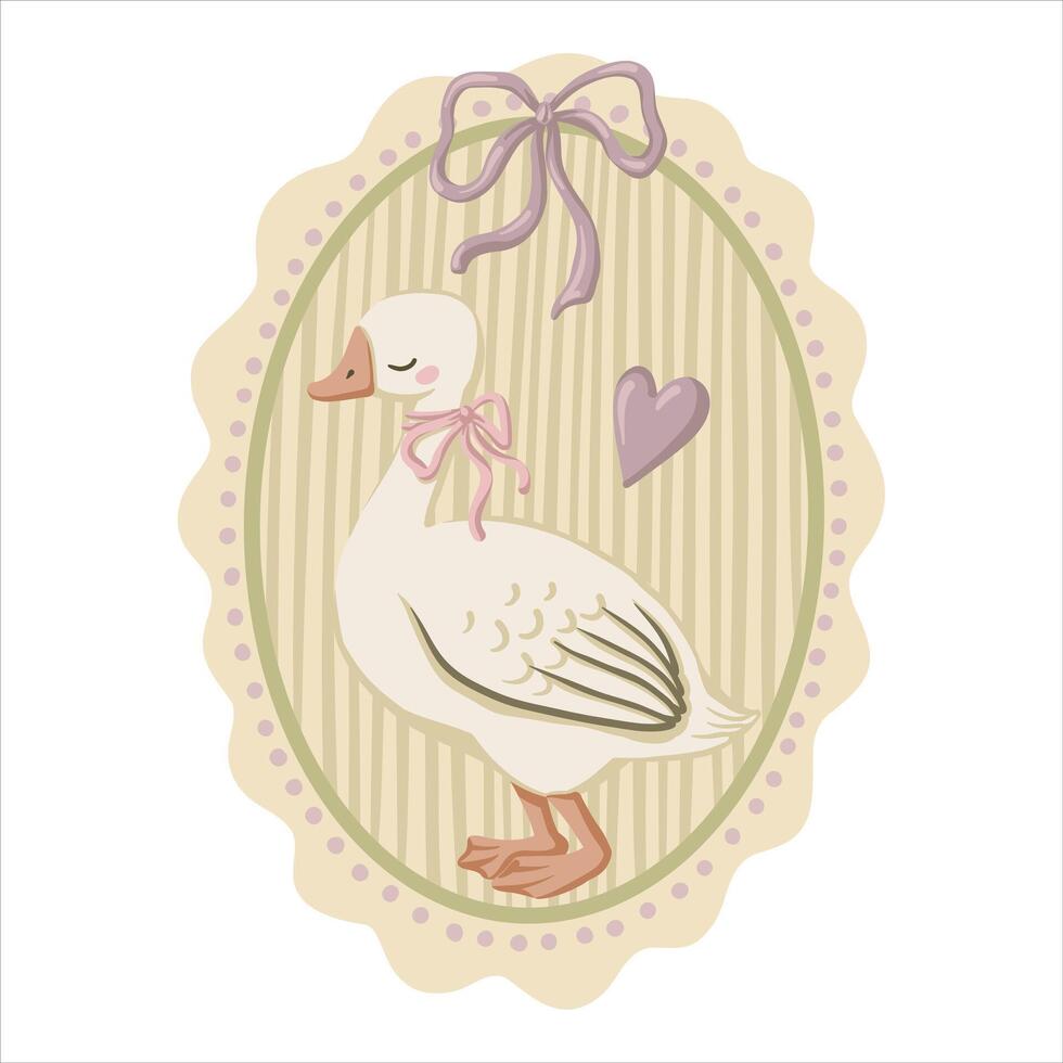 Decorative illustration of a goose with bow vector