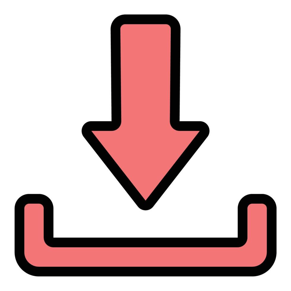 Download icon flat line style illustration representing file transfer and data saving suitable for software interfaces cloud storage and digital content platforms projects vector
