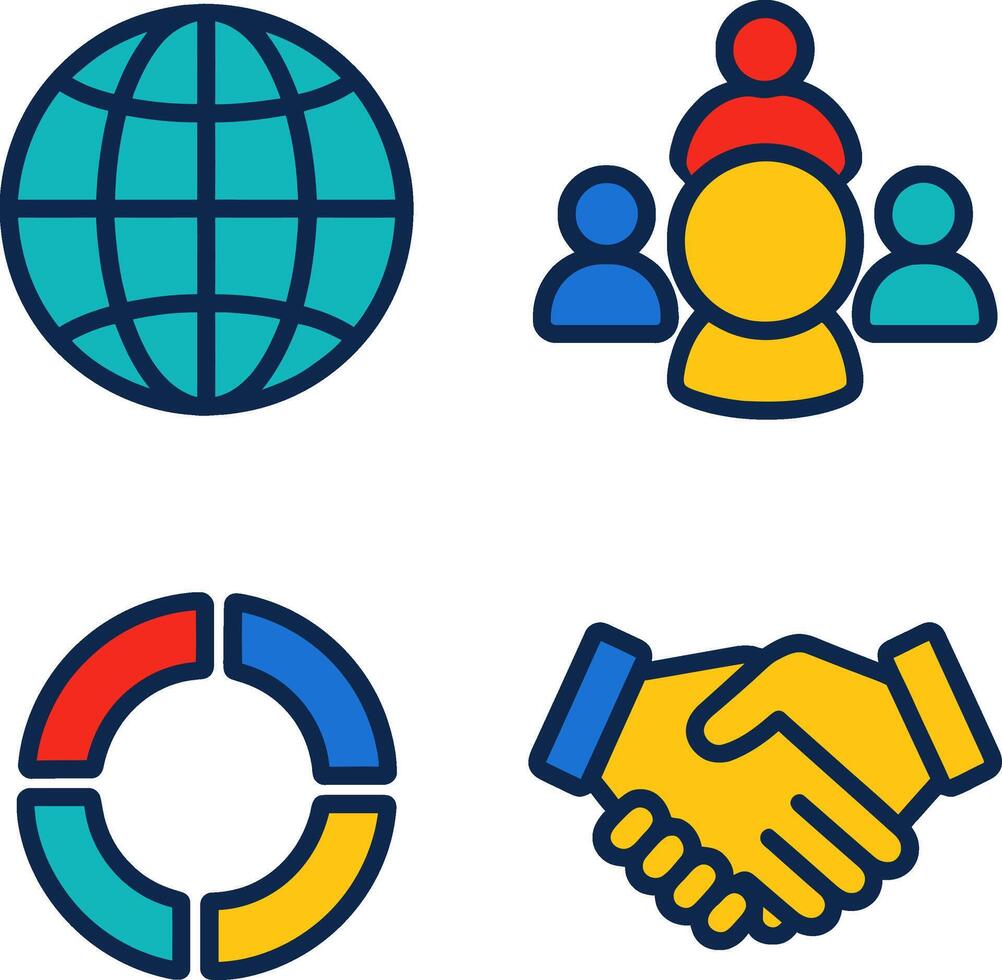 Collection of global connection and unity icons vector