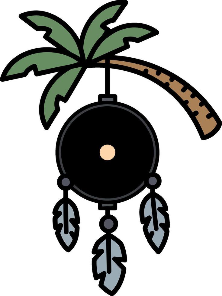 Tropical palm tree dreamcatcher graphic vector