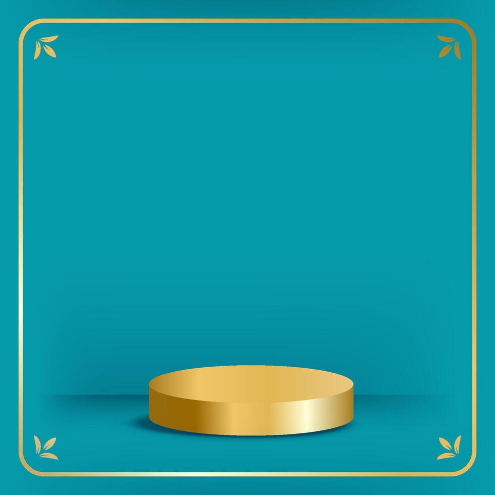 Golden pedestal on turquoise background vector
