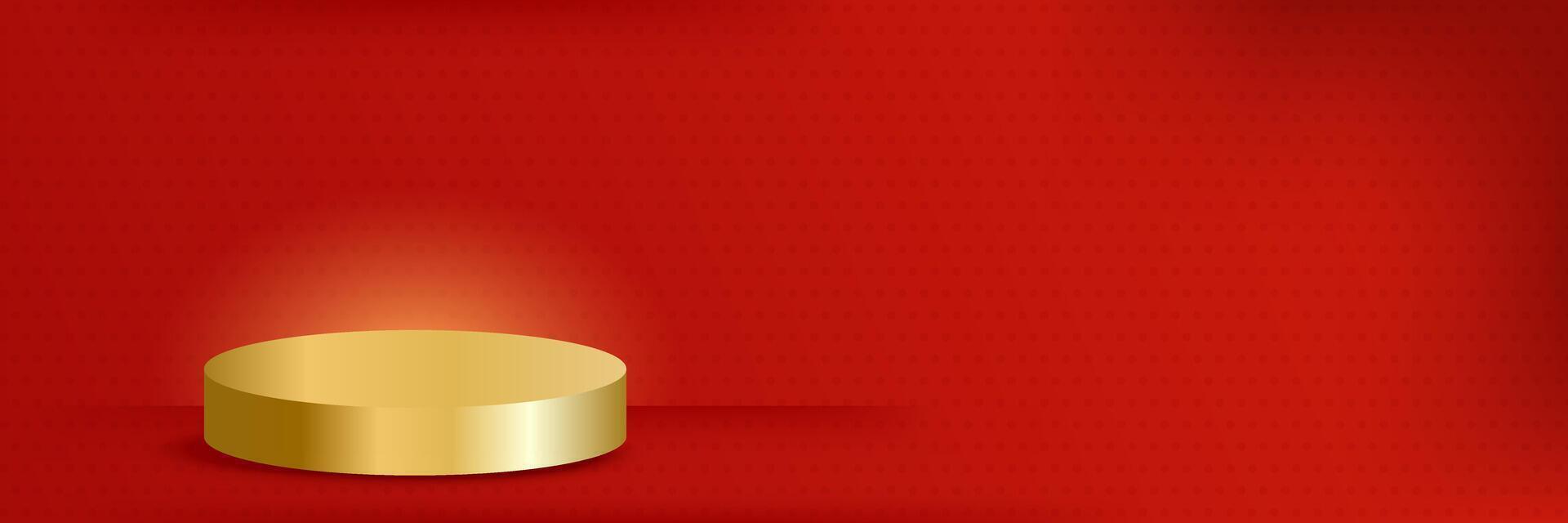 golden pedestal on red background vector