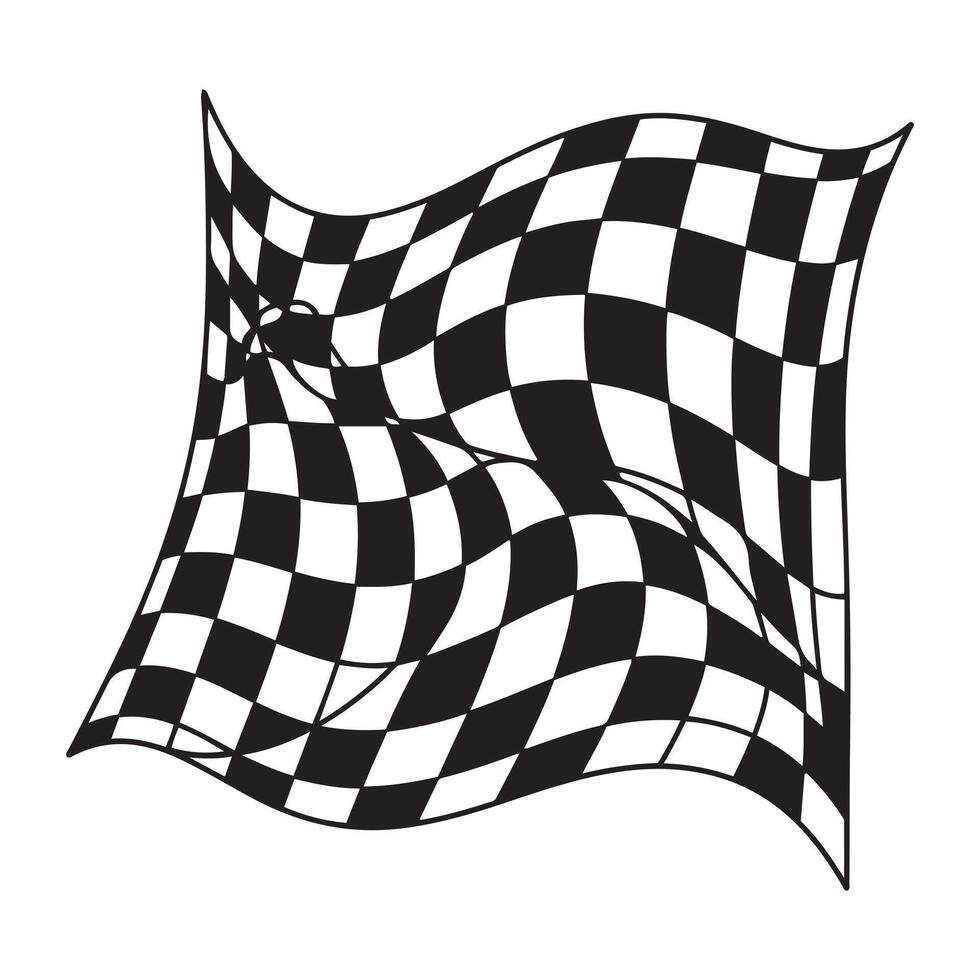 Hand drawn waving checkered flag for racing and competition vector