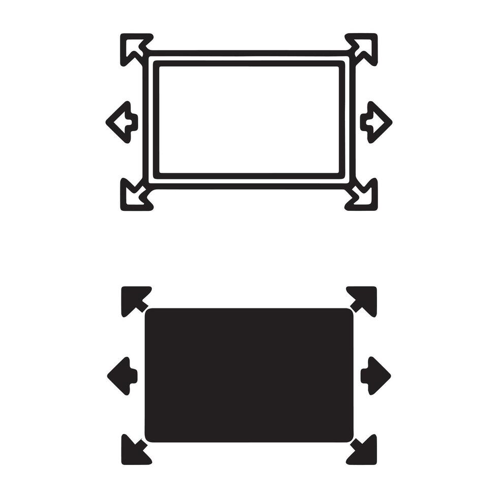 Two rectangular shapes with resize arrows indicating expansion vector