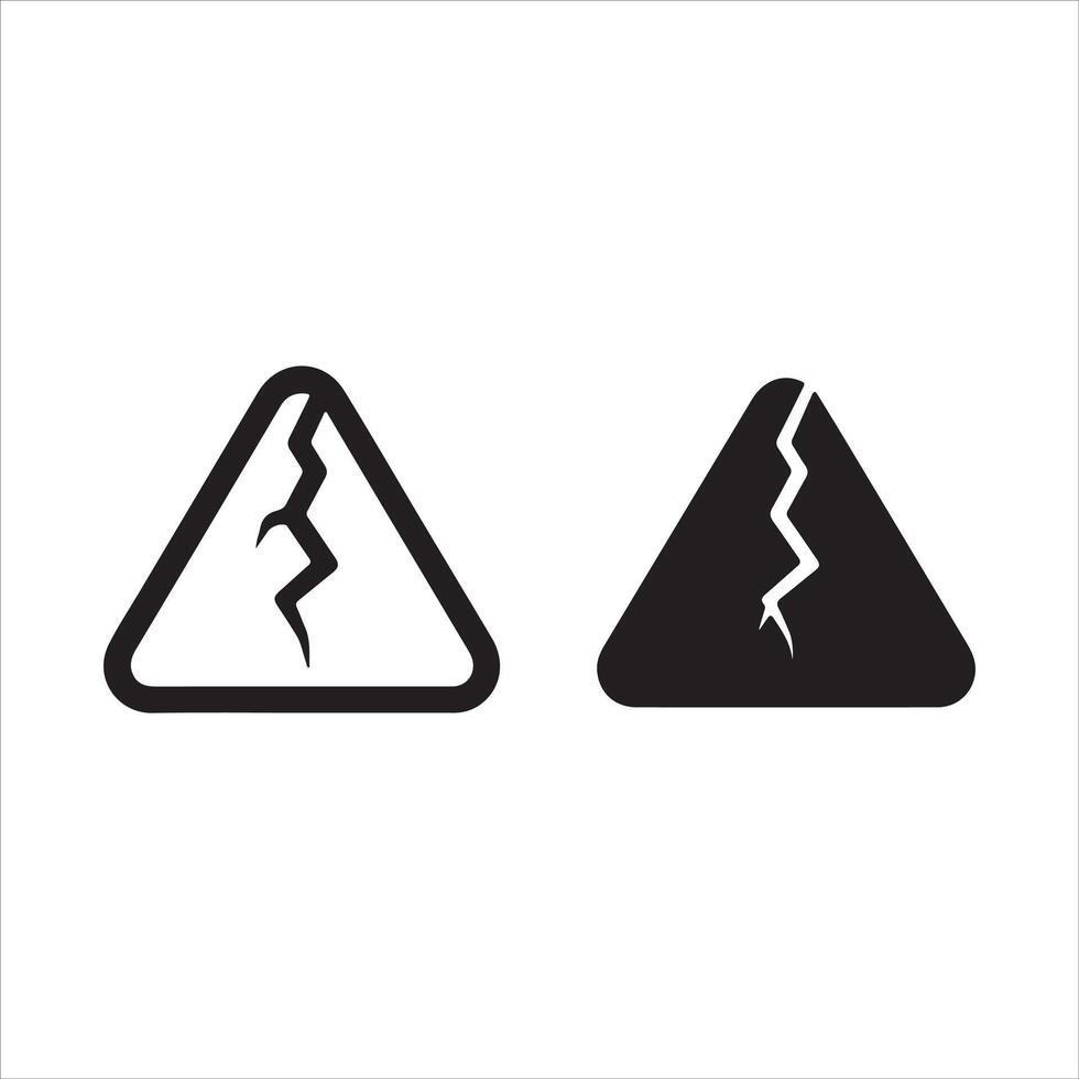 Warning sign symbol with a jagged crack inside vector