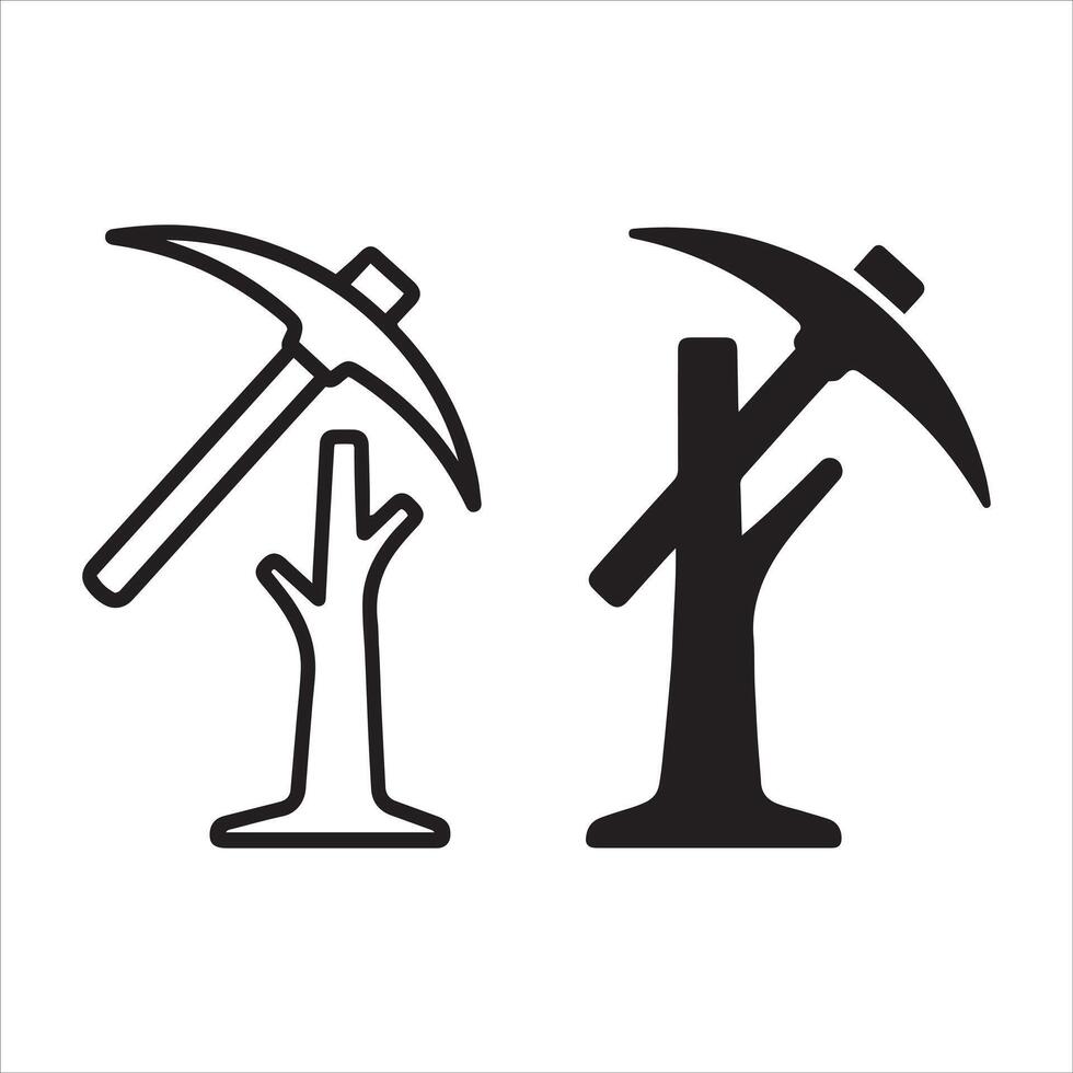 Two styles of pickaxe icon representing mining and labor vector