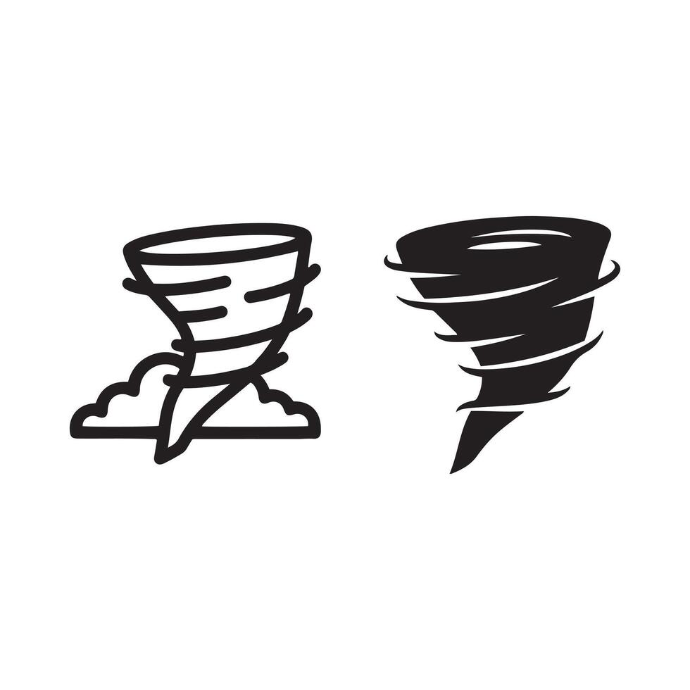 Two stylized tornado symbols showing different artistic styles vector