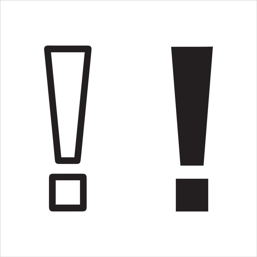 Two exclamation marks one outline one solid black vector