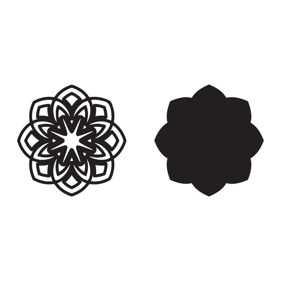 Intricate floral design and solid silhouette vector