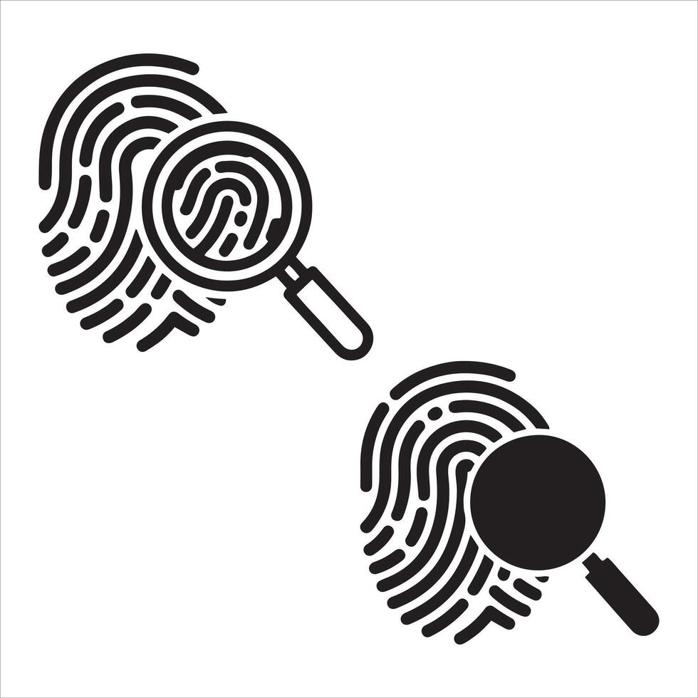 Magnifying glass over fingerprints for forensic analysis vector