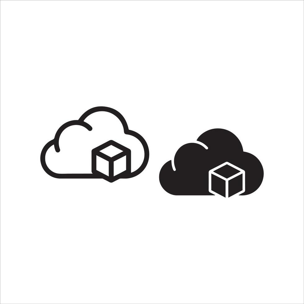 Cloud computing storage icon with cube symbol vector