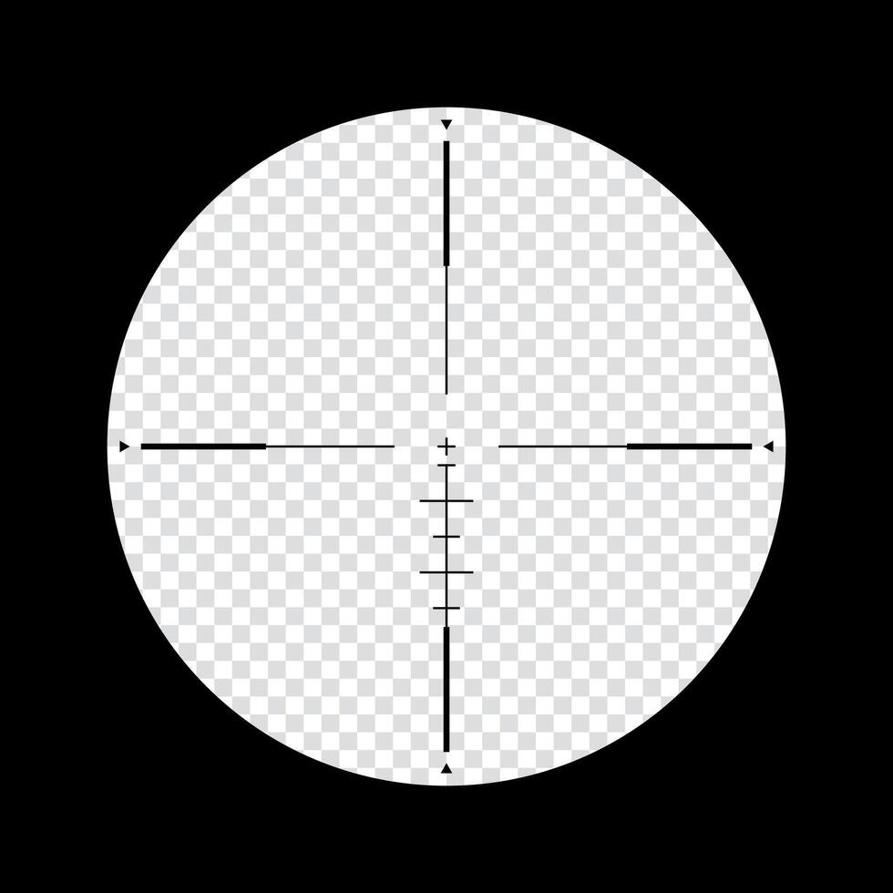 Realistic sniper scope crosshairs view. rifle optical sight. sniper sight with measurement marks. sniper scope template vector
