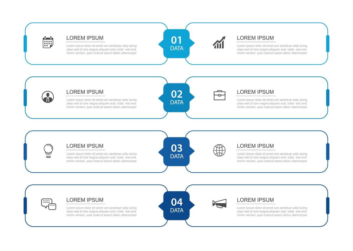 4 data infographics thin line index template. Illustration abstract background. vector