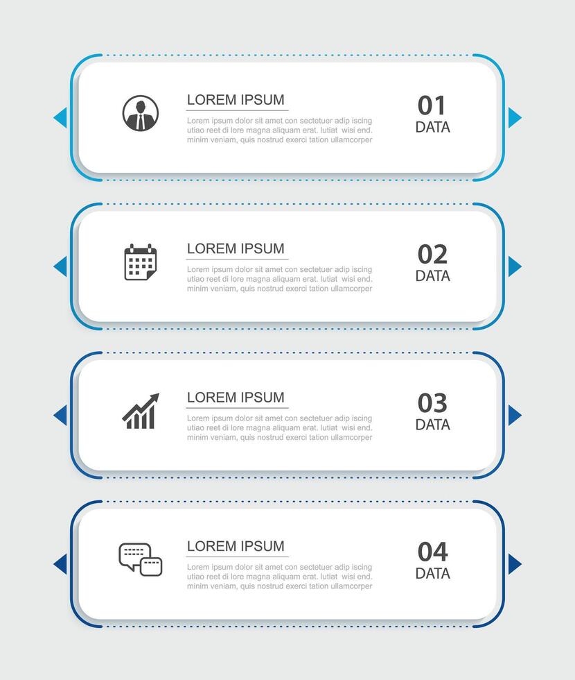 4 infographics data rectangle index tab template. Illustration business abstract background. vector