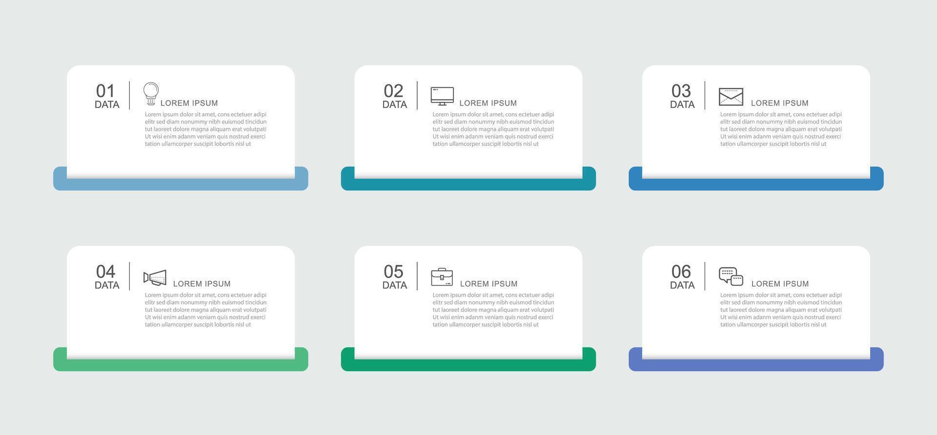 6 data infographics tab index template. Illustration business abstract background. vector