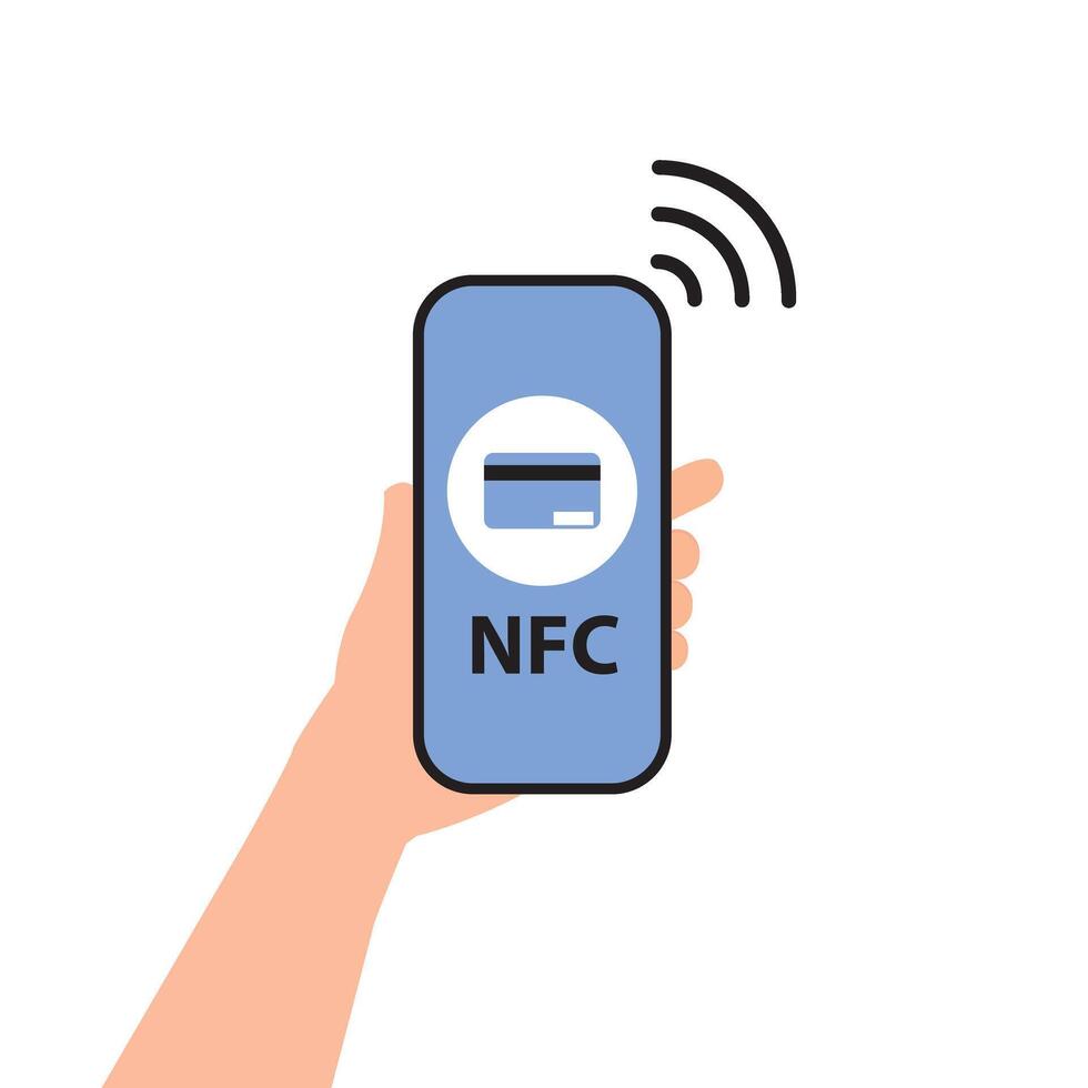 Mobile payments using a smartphone, short-range communications technology, online banking.modern flat design vector