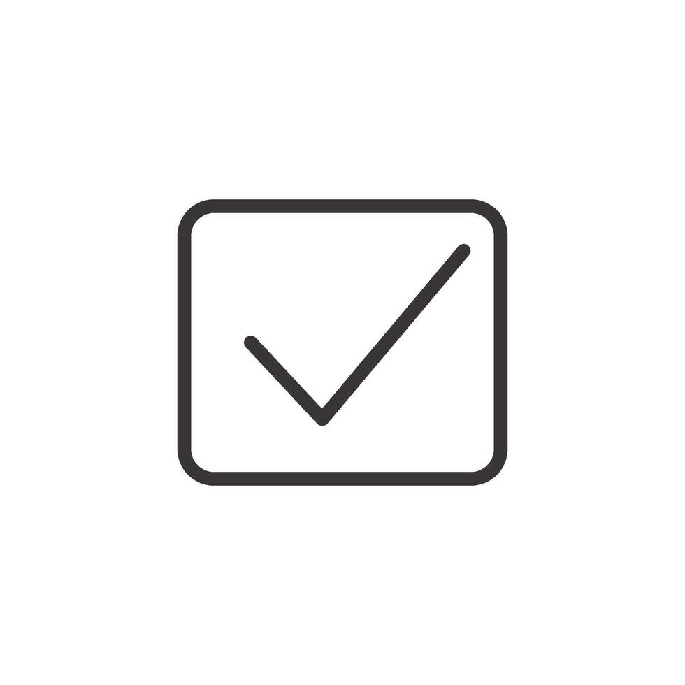 A line art icon of a checkmark inside a square or box, often used in checklists or forms to indicate selection or completion. vector