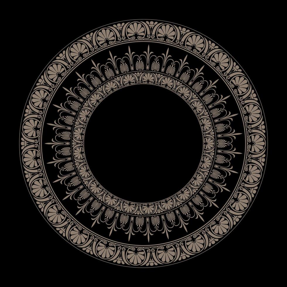 Endless European round pattern in Victorian style. Round frame. Round frame with Egyptian, Assyrian, Greek motifs. Pattern for border, frame. Ancient Greece, Roman Empire. For textiles, embroidery. vector