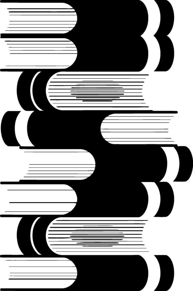 Stack of black and white books with horizontal lines on pages reading literature vector