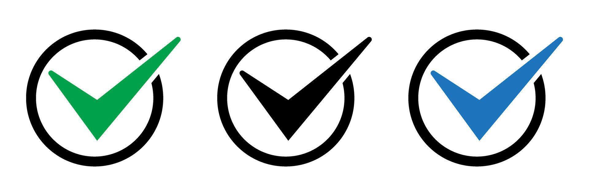 Check icon. Checkmark symbols set. Approved symbol. Ok icon. Check button sign. Tick icon. Checkpoint. Best modern flat pictogram illustration sign for web and mobile apps design vector