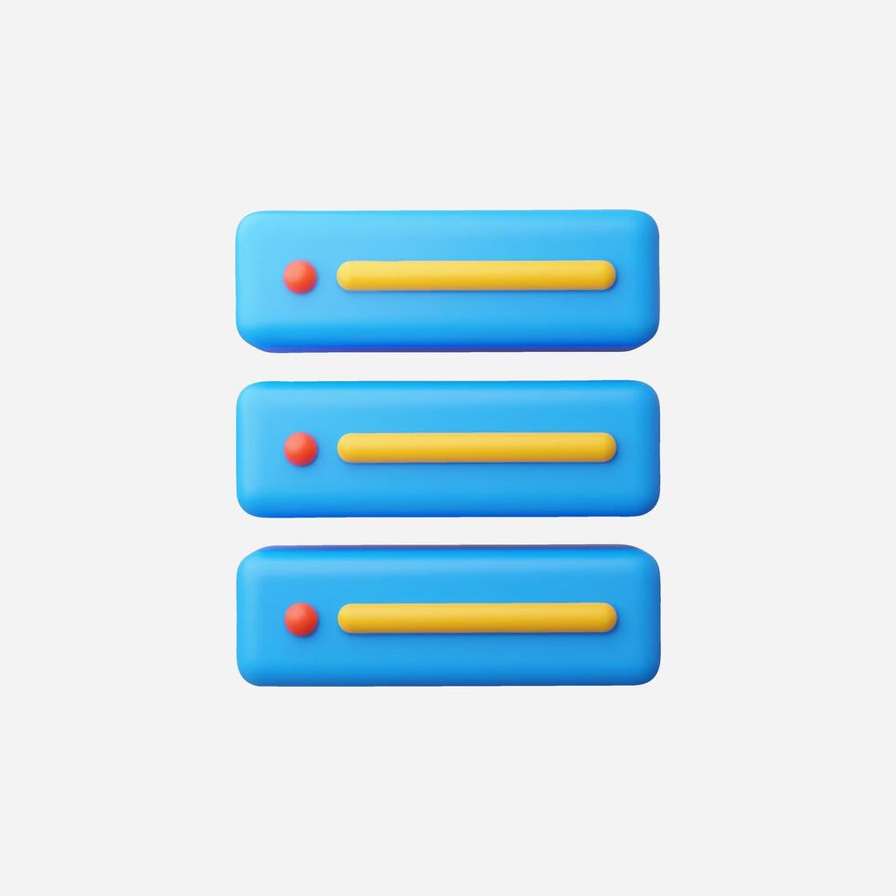 Colorful buttons in blue, yellow, and red, representing a modern UI design. vector