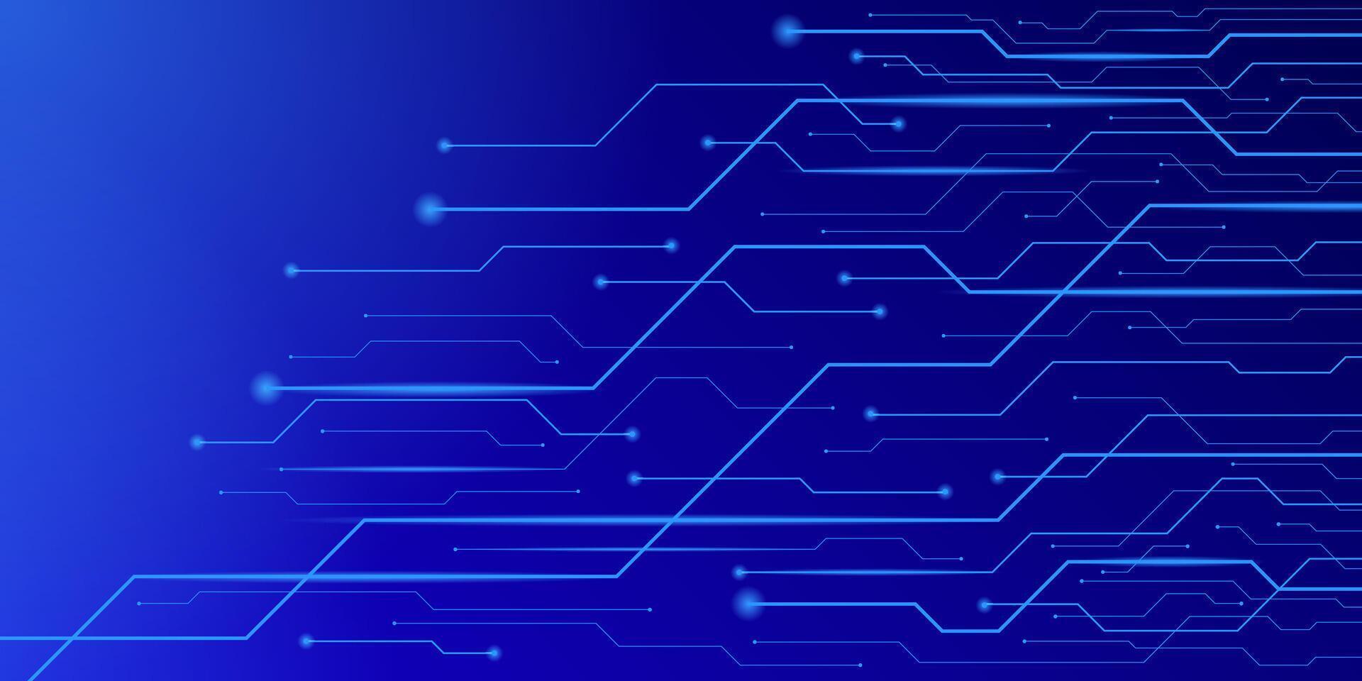 Tech blue circuit lines on dark background, ideal for digital and cybersecurity themes. vector