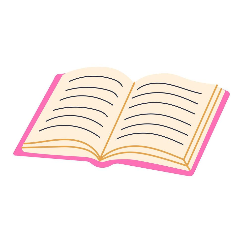 The book is a guide to drawing and is illustrated with various examples. The cover is pink and features a simple design. The book is open to a page with a title and a few lines of text vector