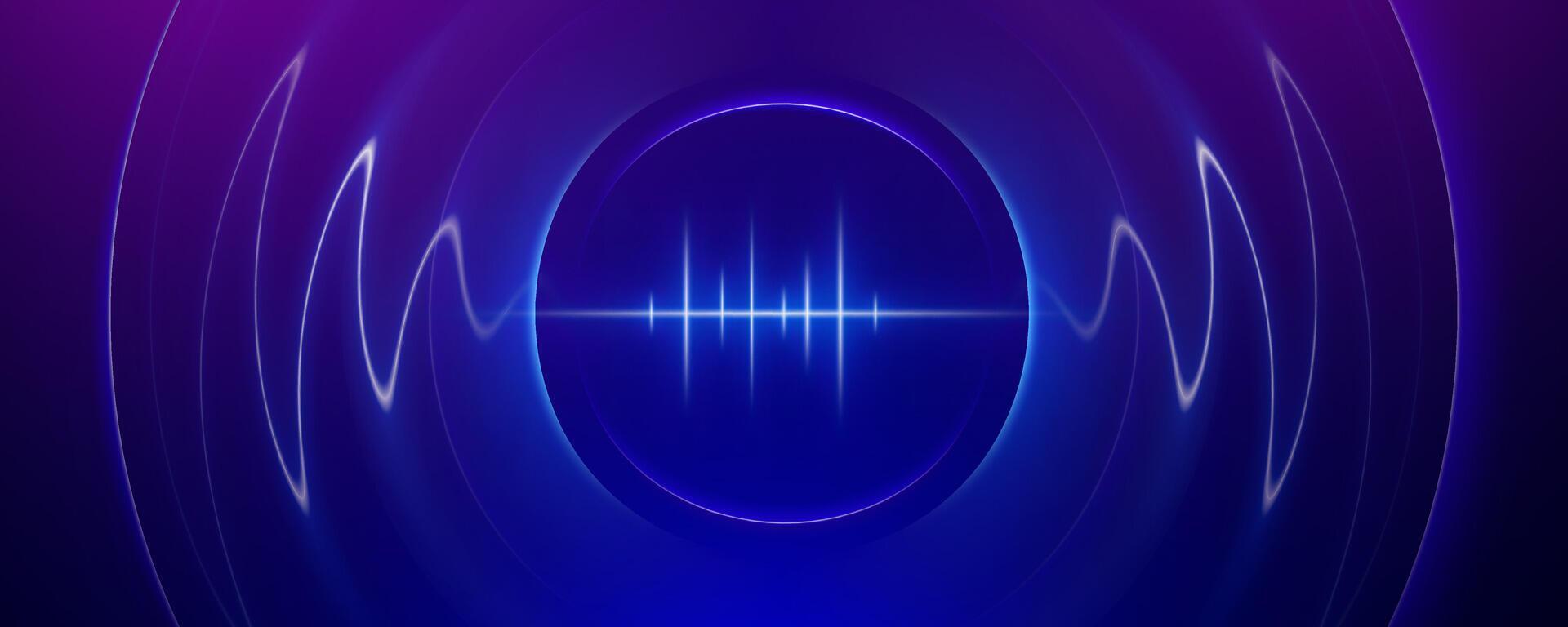 Abstract digital equalizer with sound waves and glowing circles vector