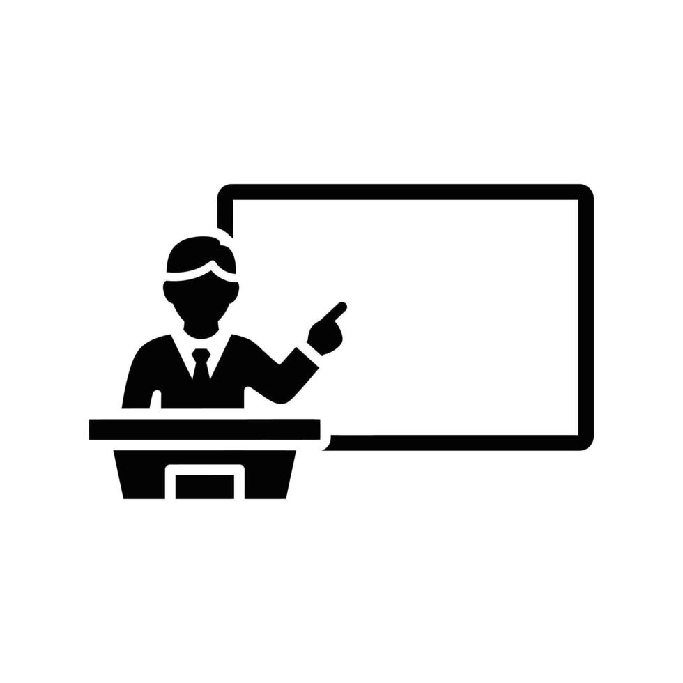 Art of professional speaker delivering a presentation isolated on white background, engaging audience with expertise and charisma in a business setting vector