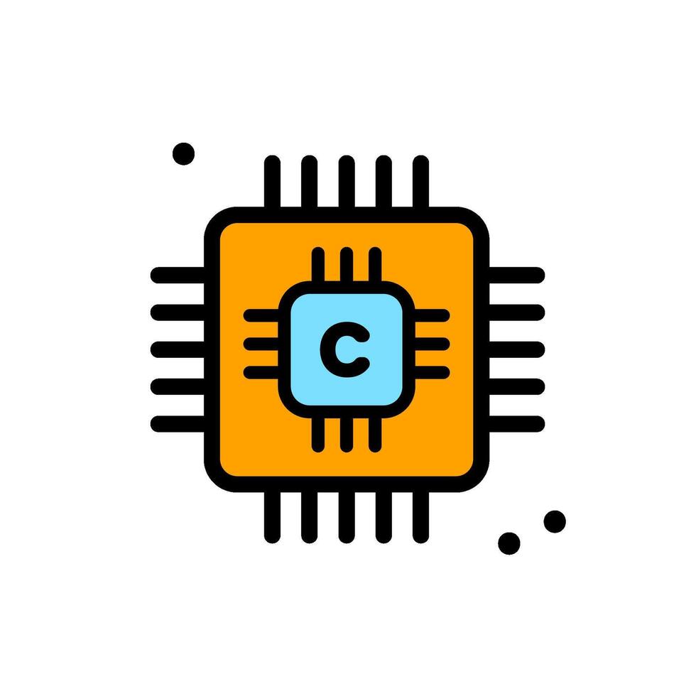 C programming chip icon with black pins ideal for technology websites, educational materials, programming courses, and computer science presentations. vector