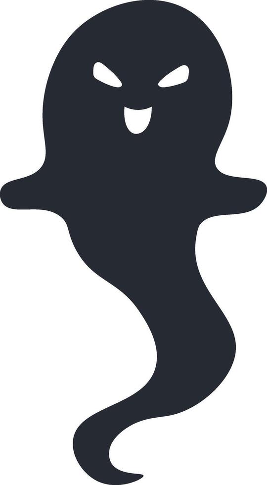 Spooky, dark ghost floats menacingly with a mischievous grin and glowing eyes, creating a chilling Halloween atmosphere against a stark white backdrop vector