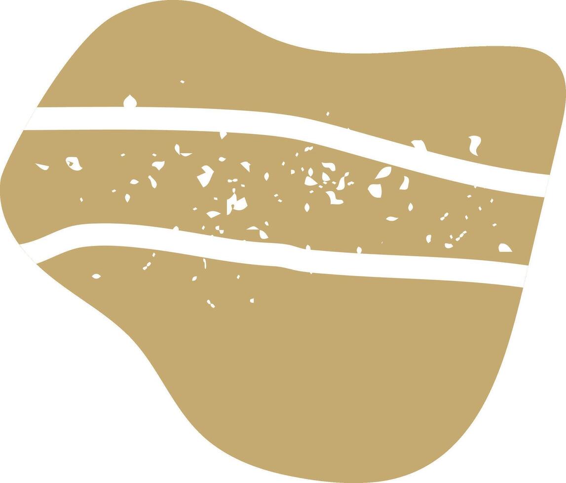 Retro design element featuring an abstract blob shape with white stripes against a textured background, evoking a vintage, distressed aesthetic for various projects vector