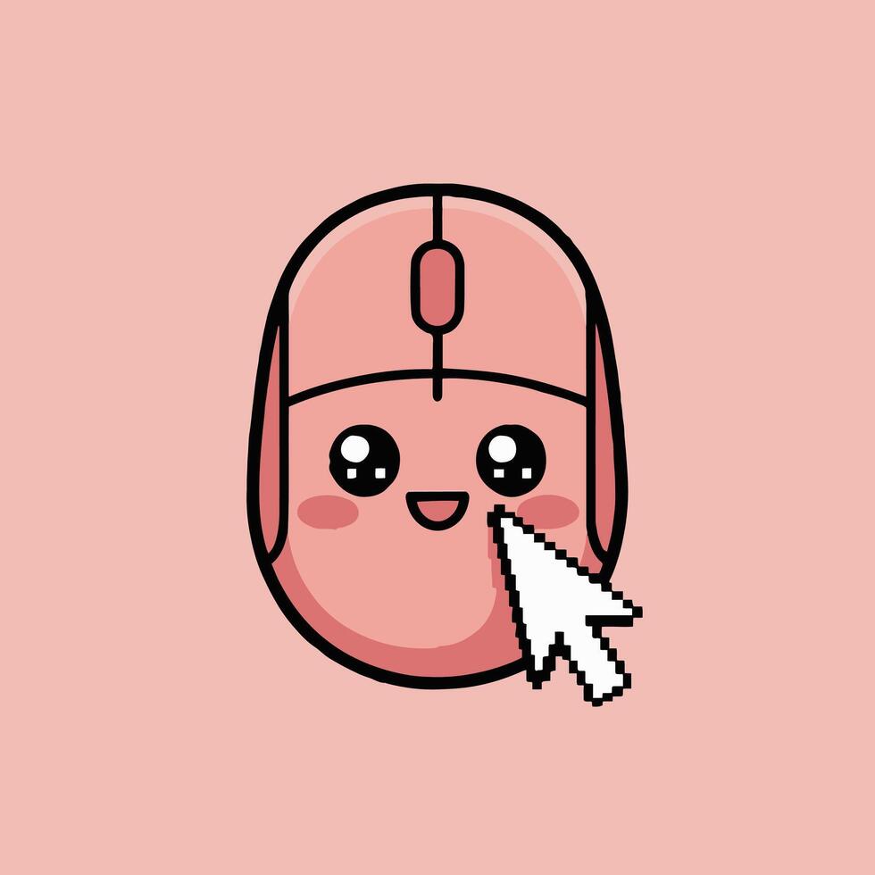 A cute mouse with a mouse cursor on it vector