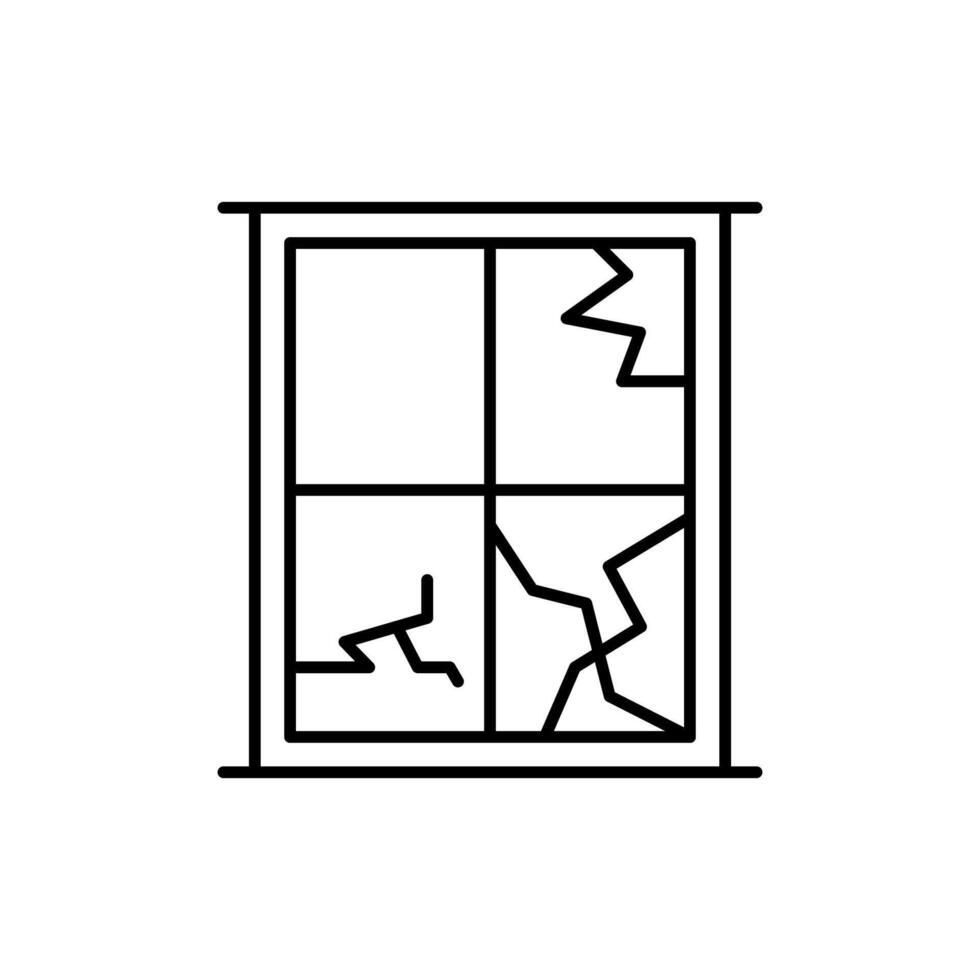 Broken Window Minimalistic Line Icon for Web and Graphic Design, Apps, Banners, Social Network and Cards vector