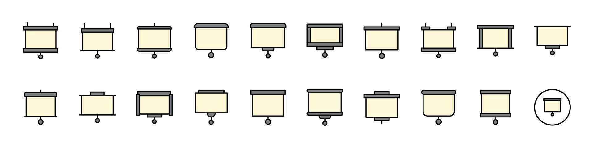Collection of Filled Color Icons of Beige Presentation Board. Minimalistic Linear Pictogram for Web and Graphic Design, Apps, Banners, Social Network and Cards vector