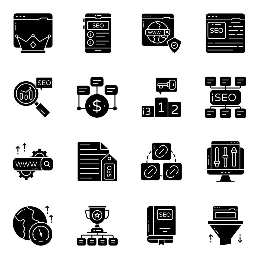 Modern and trendy Set of Data Server Solid Icons vector