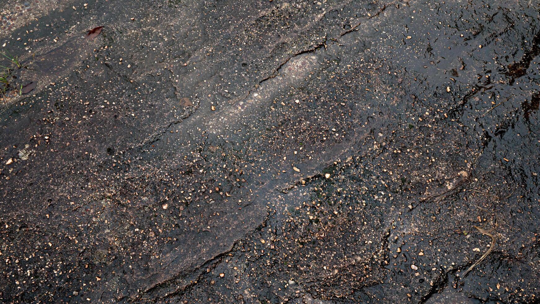 Top view no 3 of dark black and brown stone slabs. Different patterns create beauty. Wet surface. For background and textured. photo