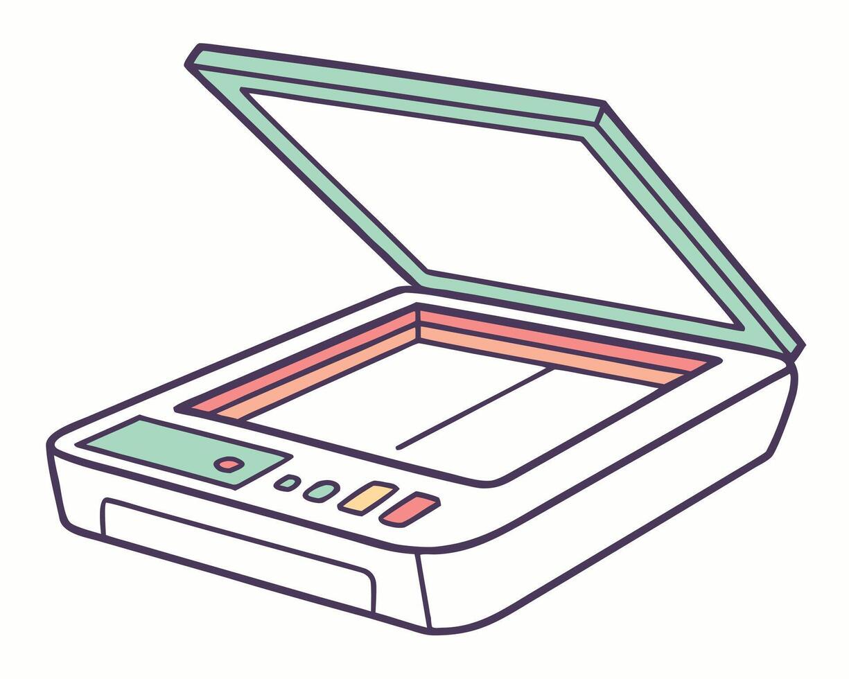 Simple illustration of an open scanner device ready for scanning documents or images. vector