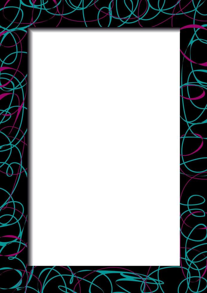 Abstract dark vertical frame with colorful scribbles vector