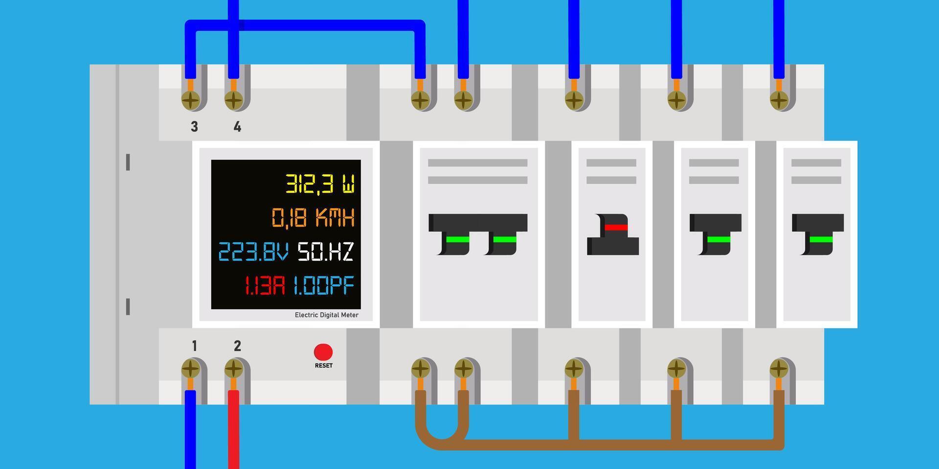 Digital Meter Breakers switch vector