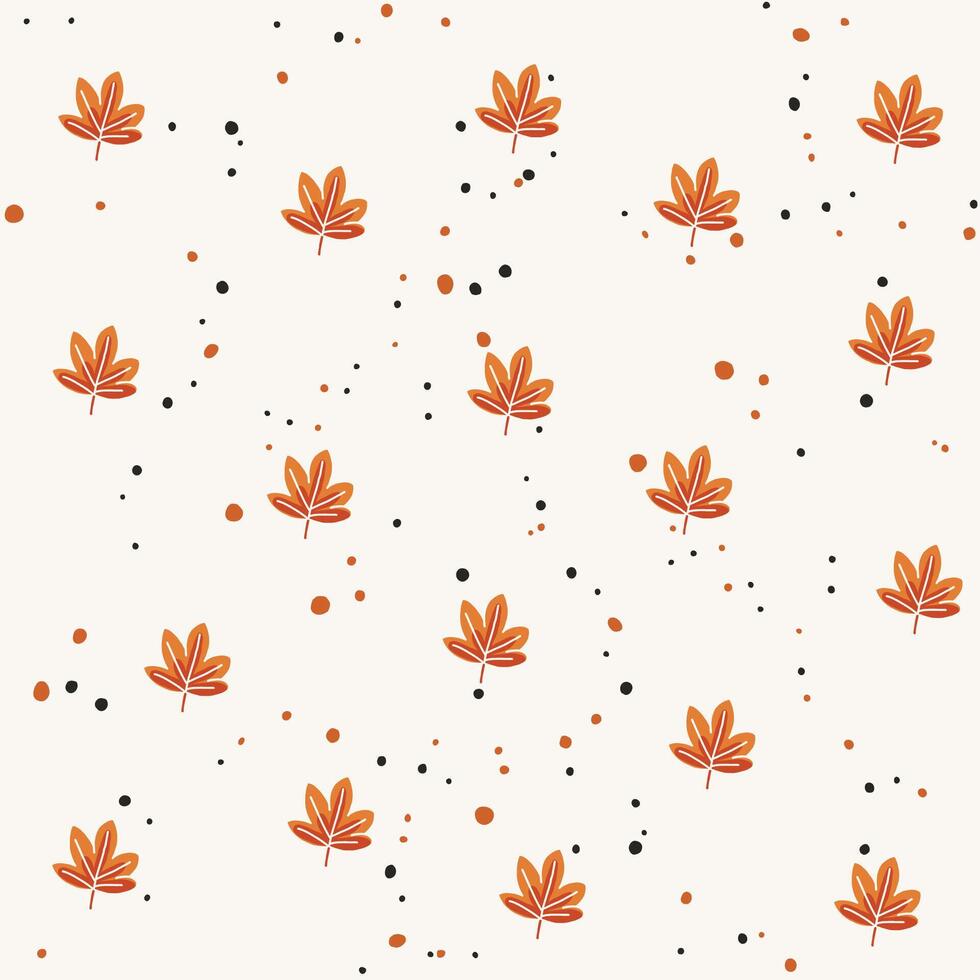 Autumn Cozy Elements Seamless Background of Fall Maple Leaves and Floral Decorations vector