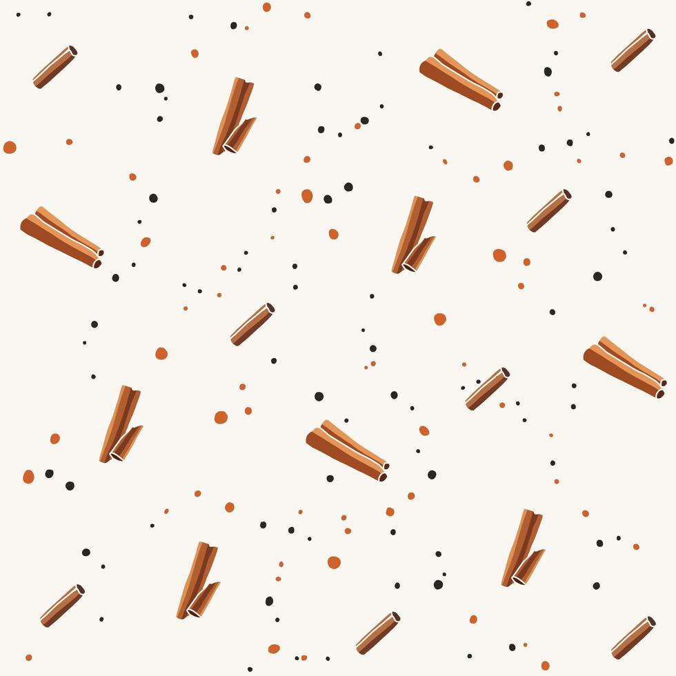 Autumn Cozy Elements Seamless Pattern of Fall Cinnamon and Colorful Dots Decorations vector