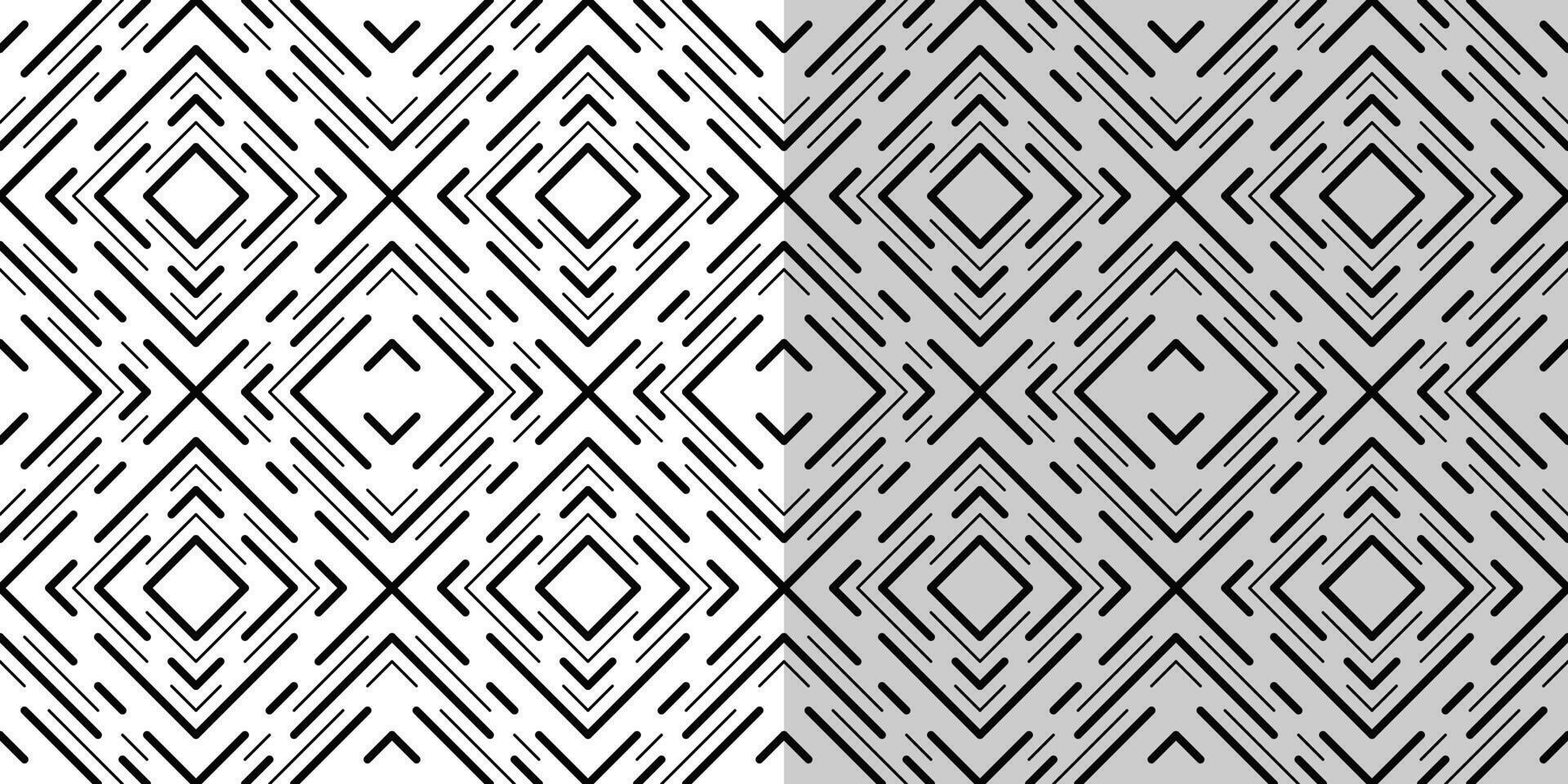 Monochrome seamless pattern of interrupted lines. Black diagonal squares. Ornament of different thickness lines. Neutral geometric background vector