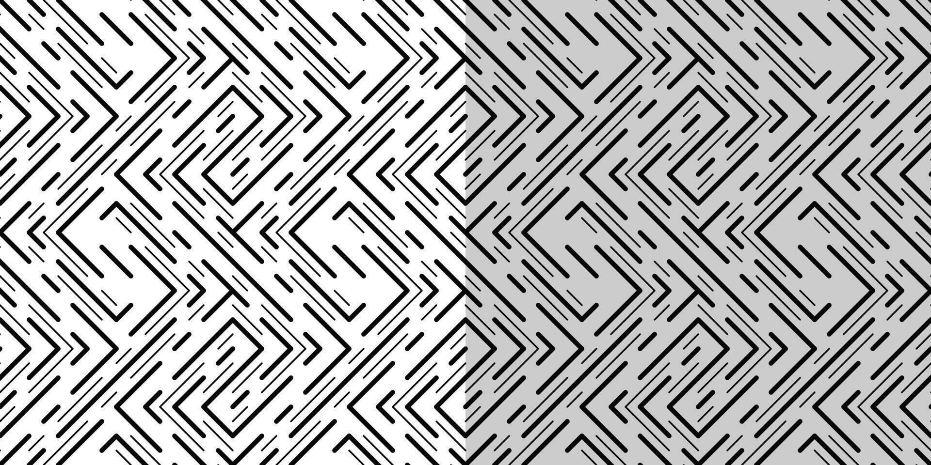 Black seamless pattern of interrupted lines. Monochrome diagonal design. Complex ornament of straight intersecting lines. Neutral geometric background vector